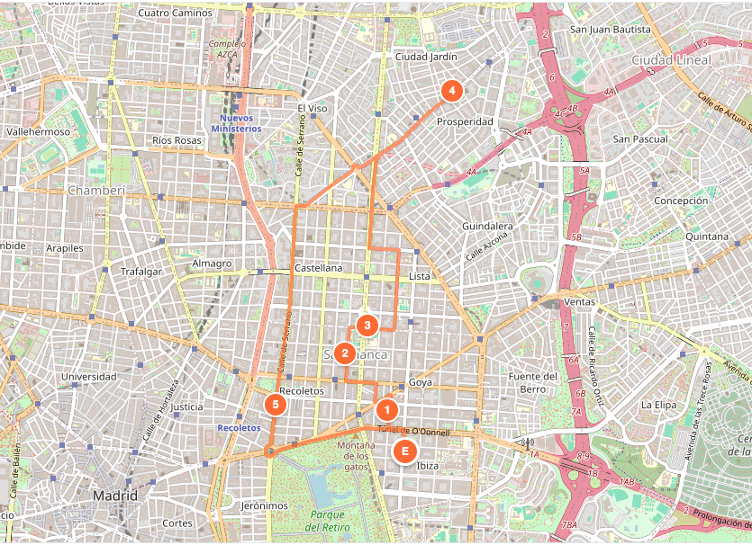 Vista previa del mapa de rutas optimizadas